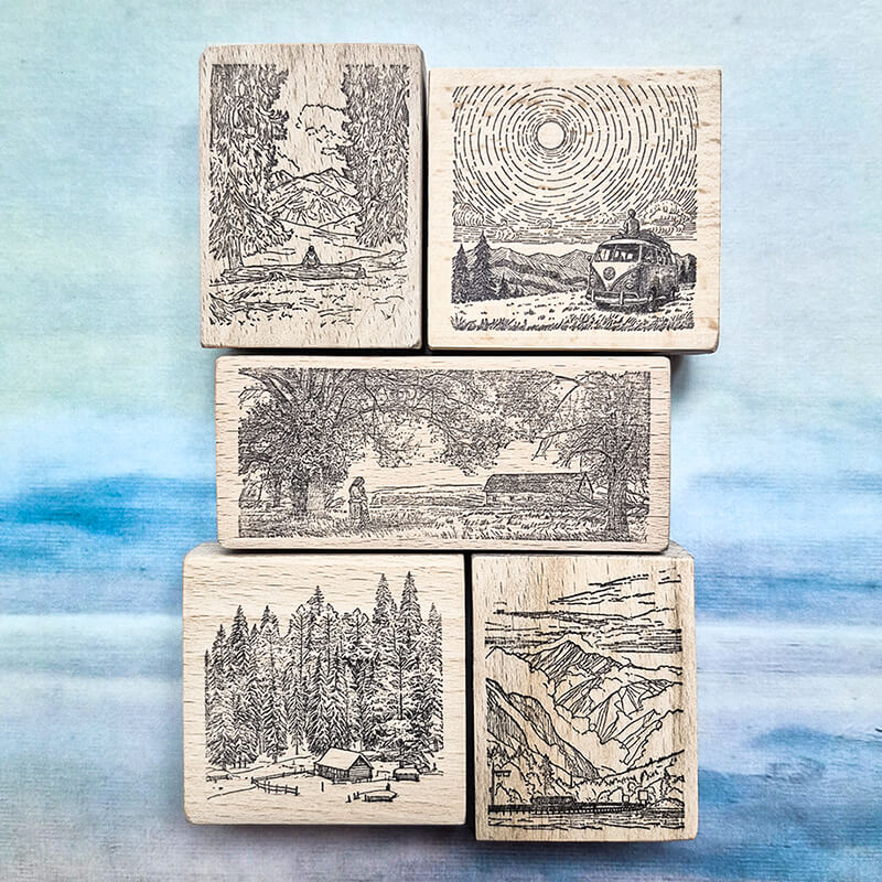 Wanderlust Road Trip Hiking Travelogue Scrapbooking Wooden Stamp