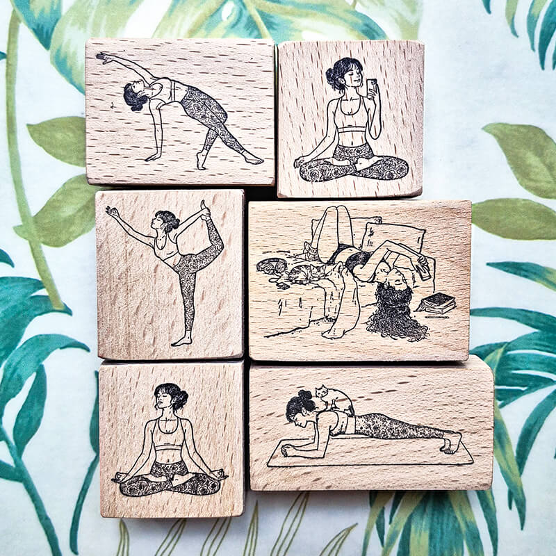 Namaste Yoga Journal Workout Scrapbooking Wooden Stamp