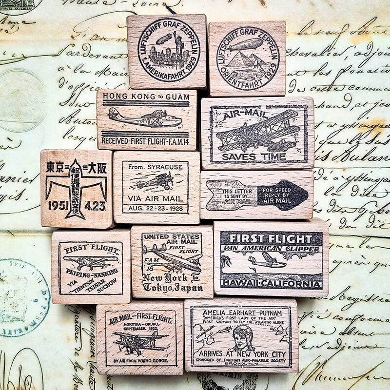 Commemorative 1st Flight Air Mail Postmarks Scrapbooking Wooden Stamp