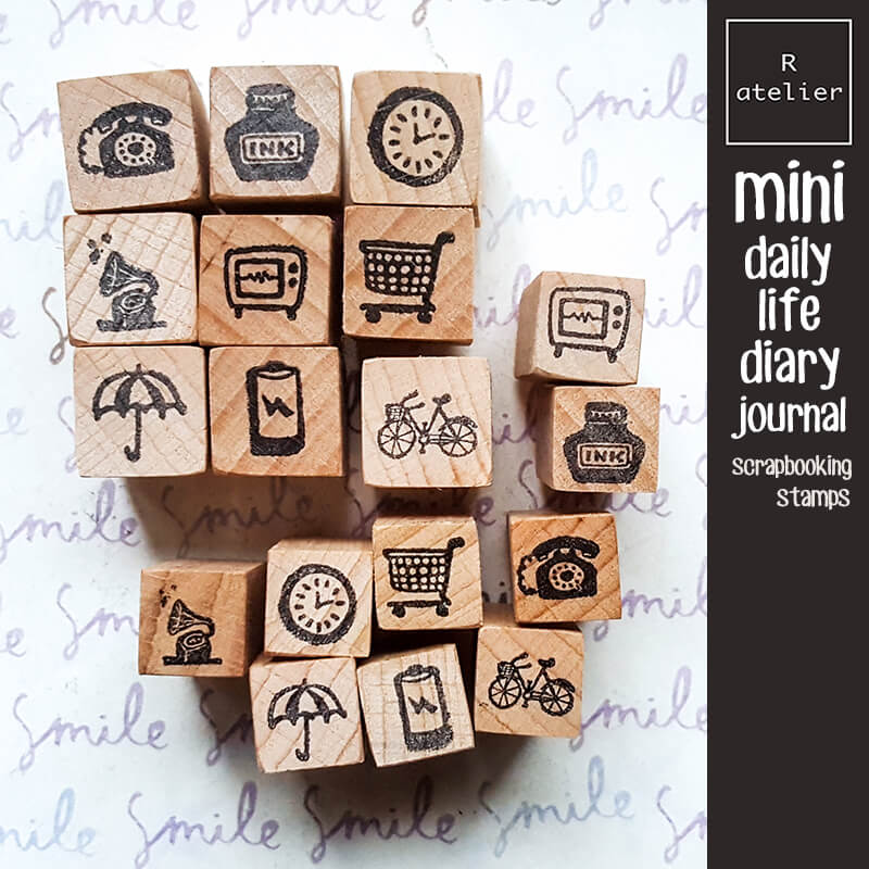 Daily Life Diary Journal Mini Scrapbooking Wooden Stamp