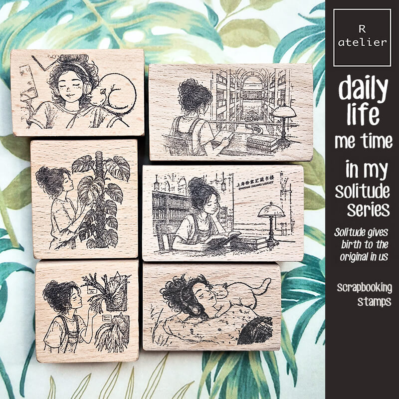 Daily Life Chill Time Reading Library Scrapbooking Wooden Stamp