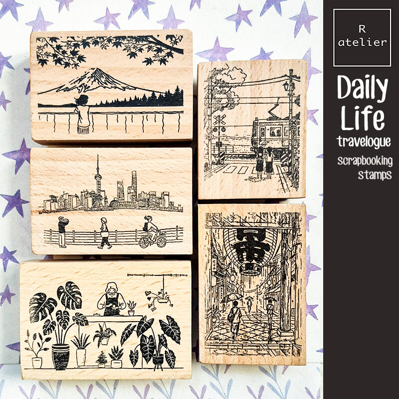 Daily Life Travelogue Scrapbooking Wooden Stamp