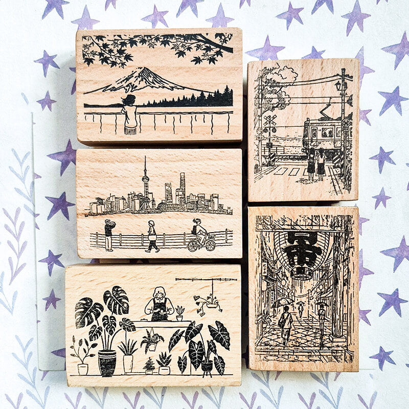 Daily Life Travelogue Scrapbooking Wooden Stamp