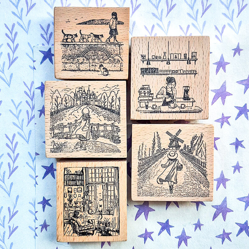 Daily Life Travelogue Scrapbooking Wooden Stamp