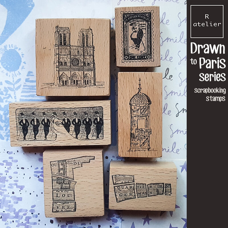 Drawn to Paris Scrapbooking Wooden Stamps