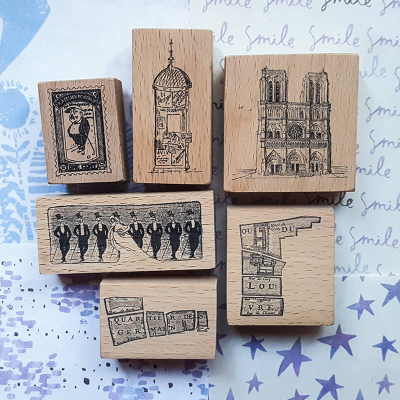 Drawn to Paris Scrapbooking Wooden Stamps