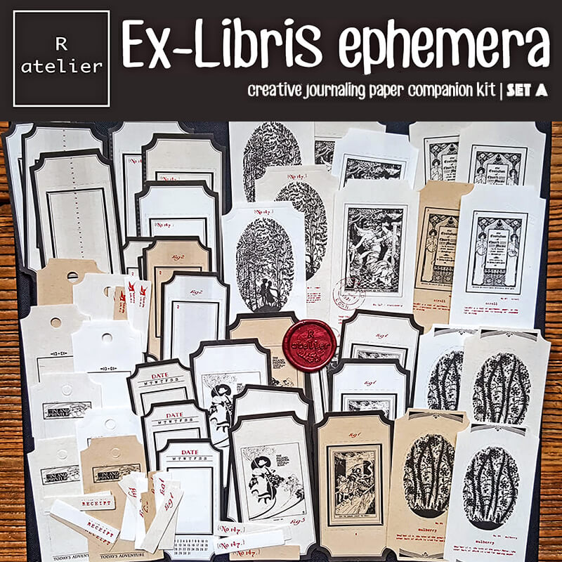 Ex Libris Scrapbooking Paper Ephemera Kit (Metal Tin Box)