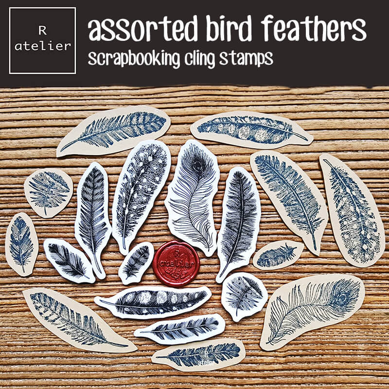 Bird Feathers | Scrapbooking Cling Stamps Set