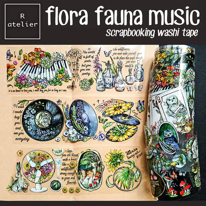 flora fauna music Scrapbooking PET Washi Tape