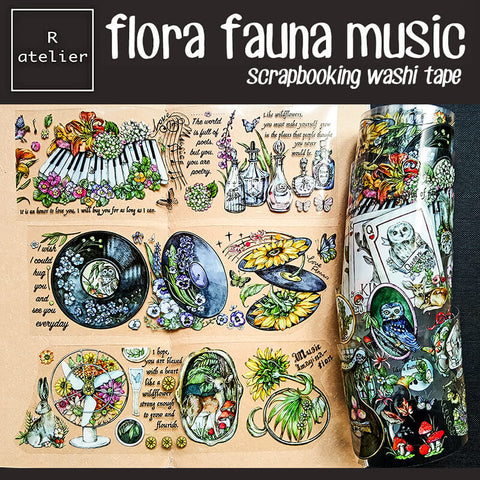 flora fauna music Scrapbooking PET Washi Tape