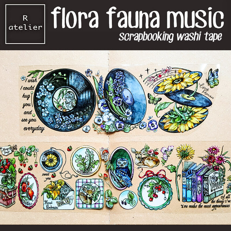 flora fauna music Scrapbooking PET Washi Tape