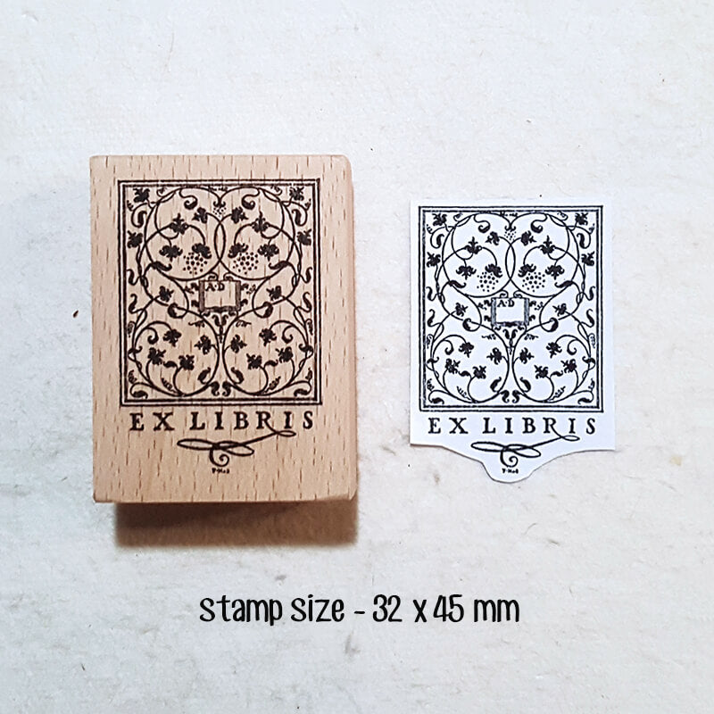 Bookplate Ex Libris Library Card Book Lovers Scrapbooking Wooden Stamp