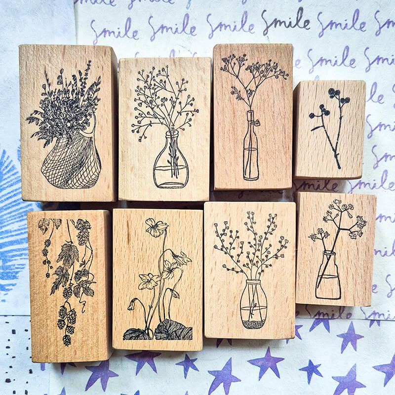 Flower Bouquet Floral Arrangement Scrapbooking Wooden Stamp