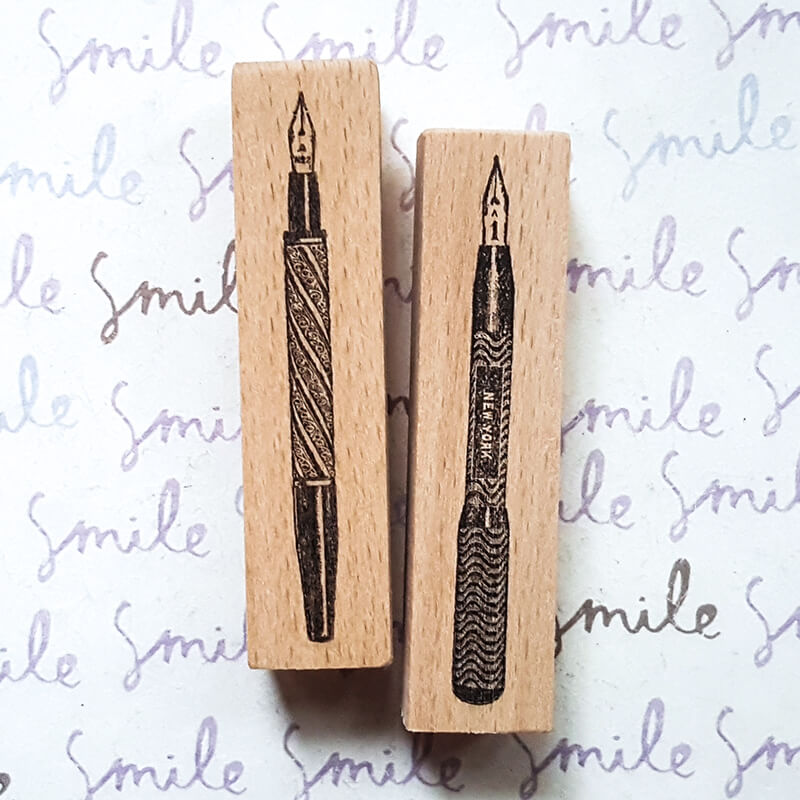 Fountain Quill Pens Literary Writing Ephemera Scrapbooking Wooden Stamp