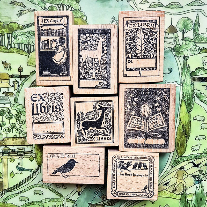 Bookplate Ex Libris Library Book Lovers Scrapbooking Wooden Stamp