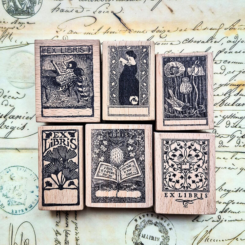 Bookplate Ex Libris Library Book Lovers Scrapbooking Wooden Stamp