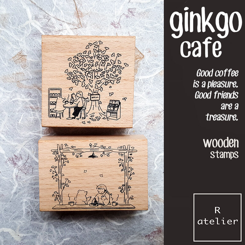 Ginkgo Cafe Scrapbooking Wooden Stamps