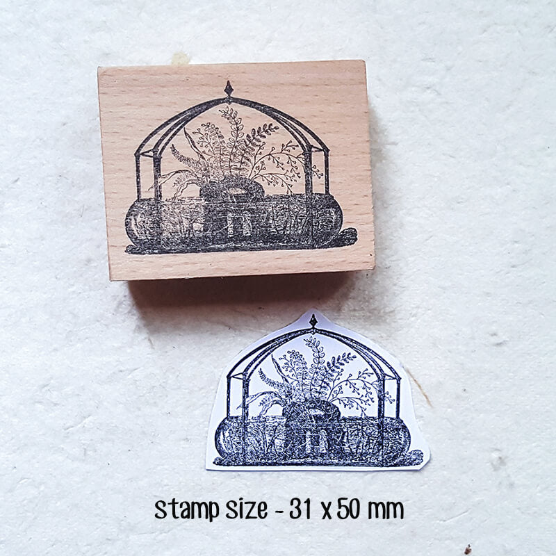 Botanical Glass Terrarium Scrapbooking Wooden Stamp