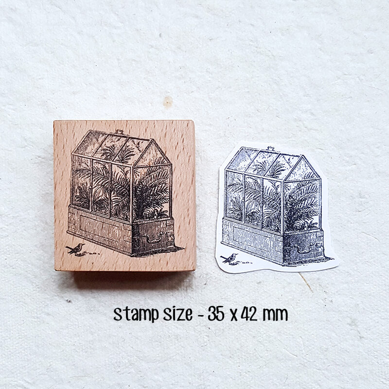 Botanical Glass Terrarium Scrapbooking Wooden Stamp