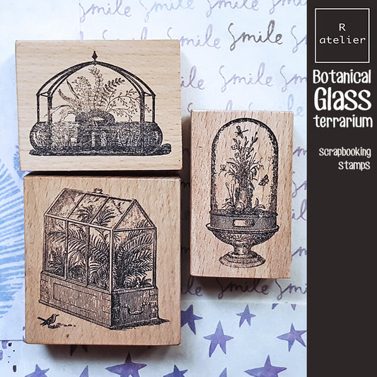 Botanical Glass Terrarium Scrapbooking Wooden Stamp