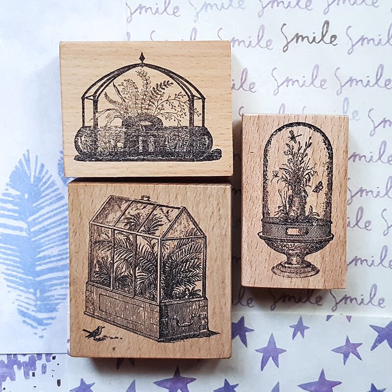 Botanical Glass Terrarium Scrapbooking Wooden Stamp