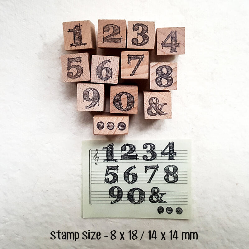 Hand Drawn Numbers Scrapbooking Wooden Stamp