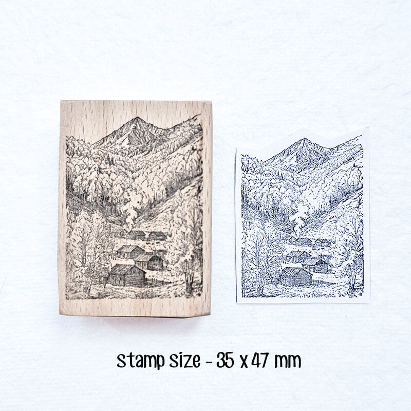 Wanderlust Alpine Mountain Hiking Travelogue (1) Scrapbooking Wooden Stamp