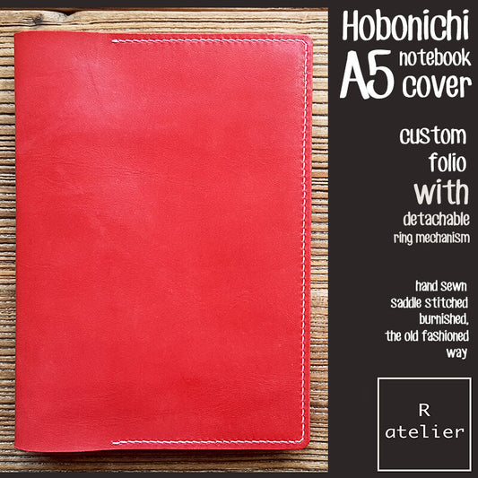 R.atelier Hobonichi A5 Leather Notebook Folio Cover (with detachable ring mechanism)