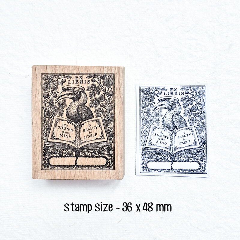 Tropical Birds Ferns Nature Bookplate Scrapbooking Wooden Stamp