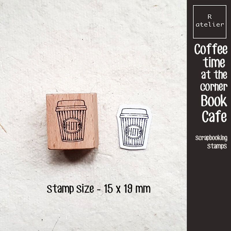 Coffee Time at the Corner Bookstore Cafe Scrapbooking Wooden Stamp