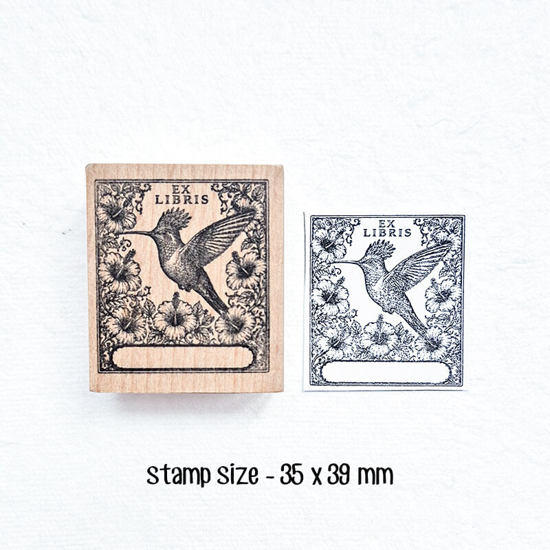 Tropical Birds Ferns Nature Bookplate Scrapbooking Wooden Stamp