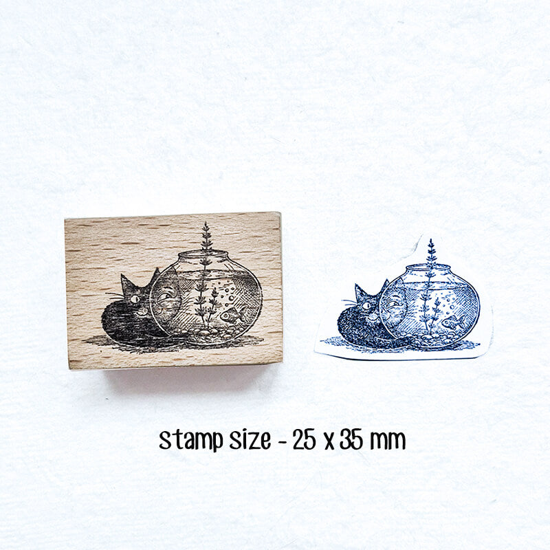 Whimsical Kitty Cat Scrapbooking Wooden Stamp