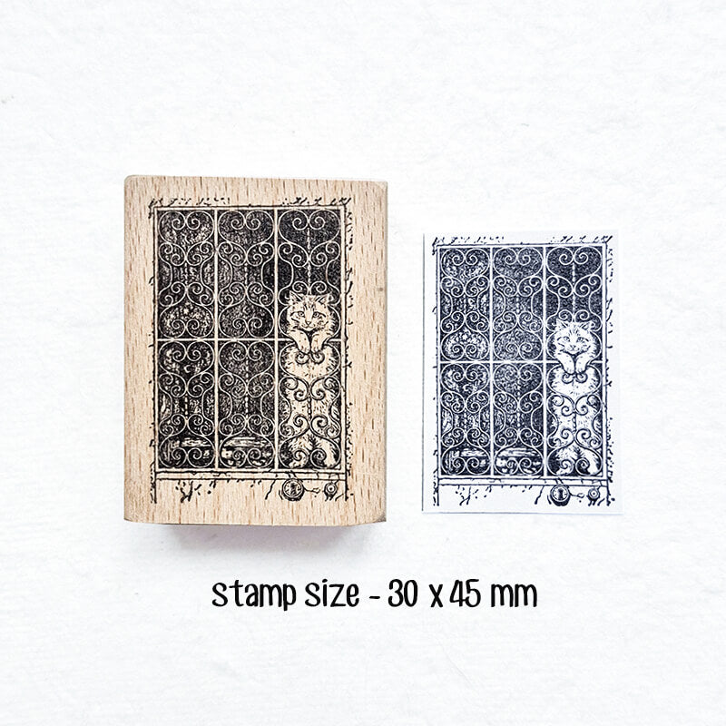 Whimsical Kitty Cat Scrapbooking Wooden Stamp