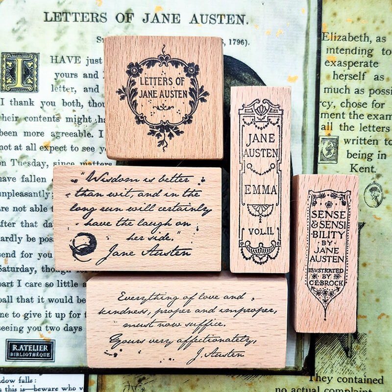 Jane Austen Letters Quotes Scrapbooking Wooden Stamp