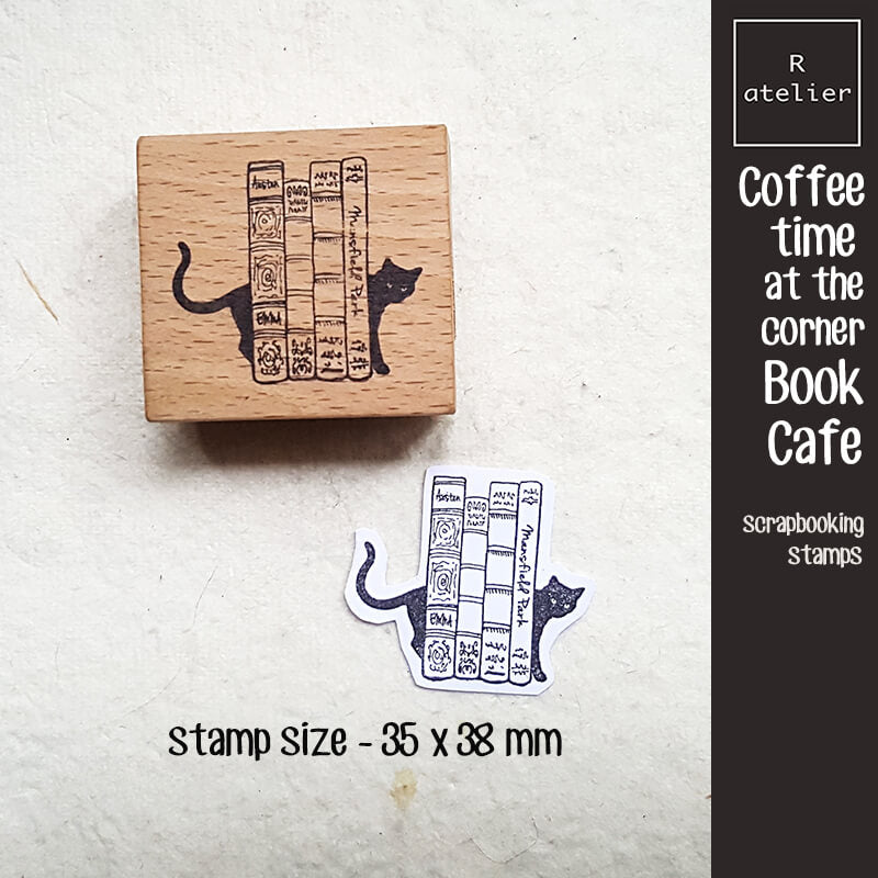 Coffee Time at the Corner Bookstore Cafe Scrapbooking Wooden Stamp