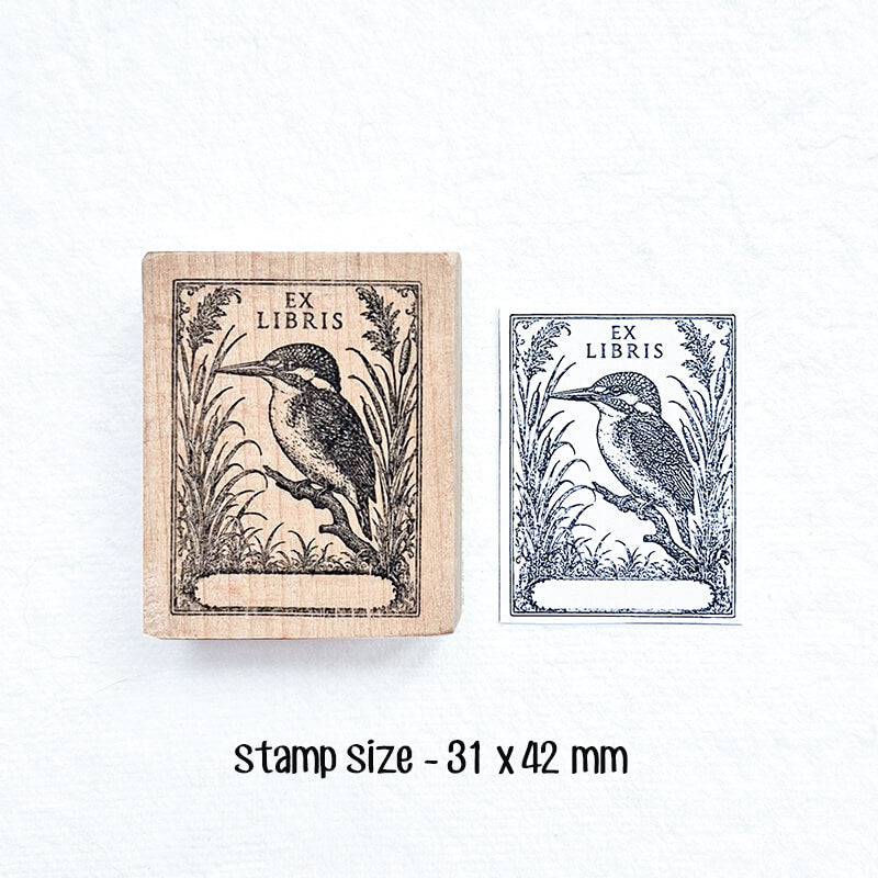 Tropical Birds Ferns Nature Bookplate Scrapbooking Wooden Stamp
