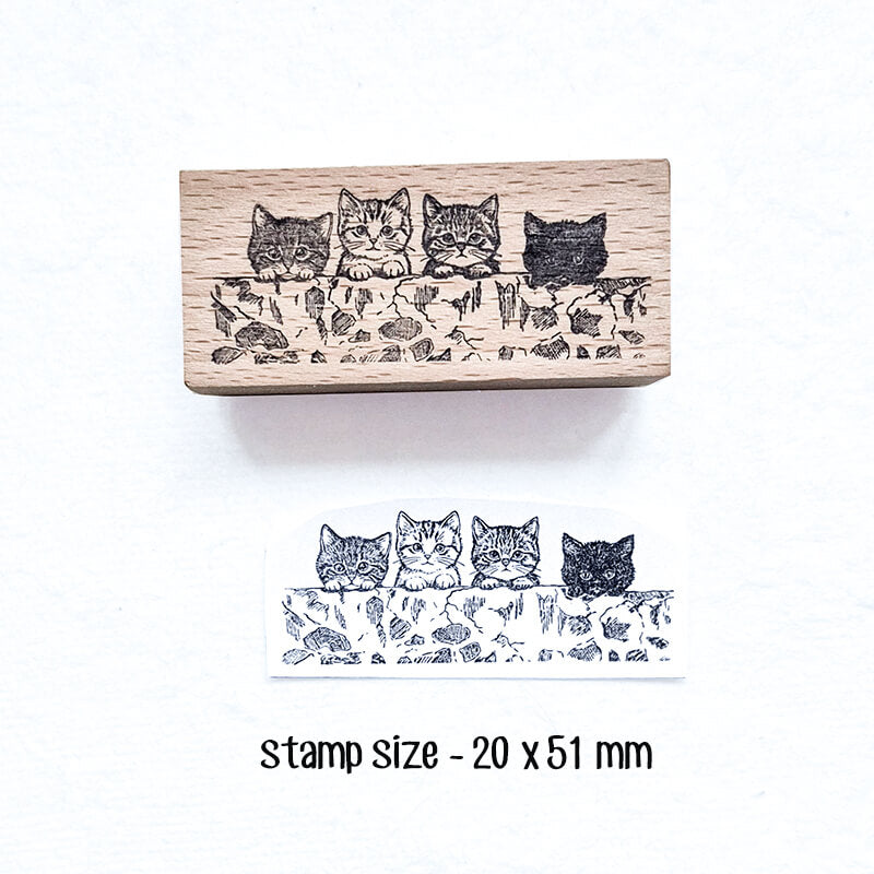 Whimsical Kitty Cat Scrapbooking Wooden Stamp