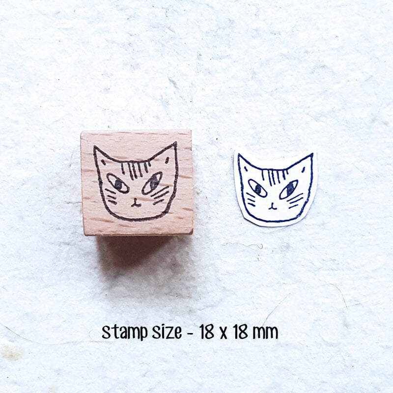 Whimsical Kitty Cat Portraits Scrapbooking Wooden Stamp