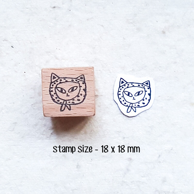 Whimsical Kitty Cat Portraits Scrapbooking Wooden Stamp