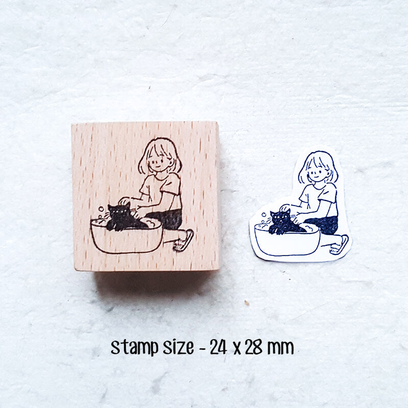 Daily Life with My Cat Scrapbooking Wooden Stamp