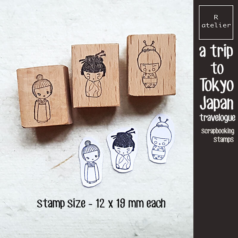 Trip to Tokyo Japan Travelogue Scrapbooking Wooden Stamp