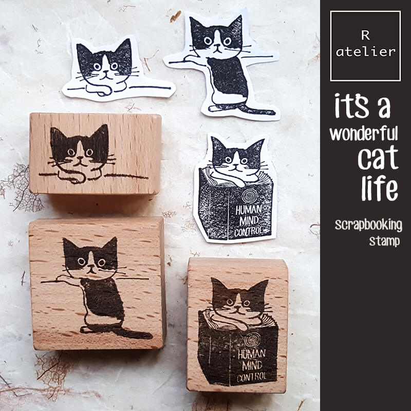 It's a Wonderful Cat Life Scrapbooking Wooden Stamp