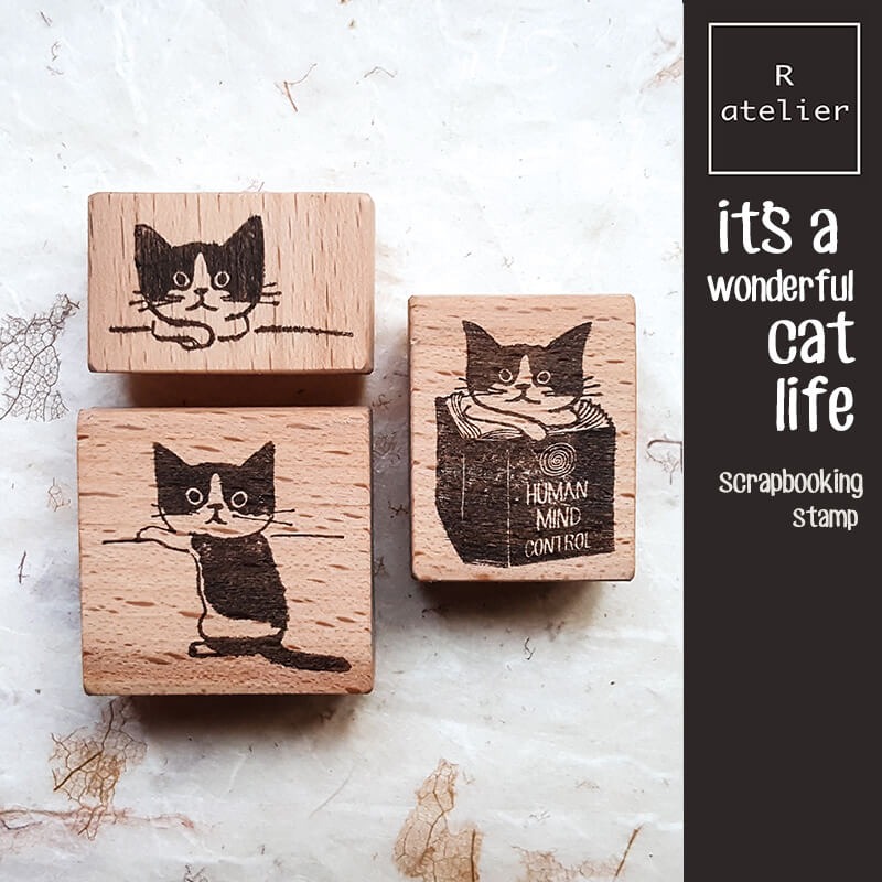 It's a Wonderful Cat Life Scrapbooking Wooden Stamp