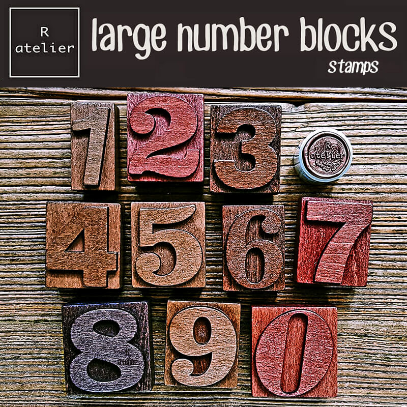 Large Number Blocks Scrapbooking Wooden Stamps