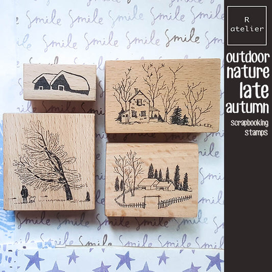 Outdoor Life Nature Autumn Camping Scrapbooking Wooden Stamp