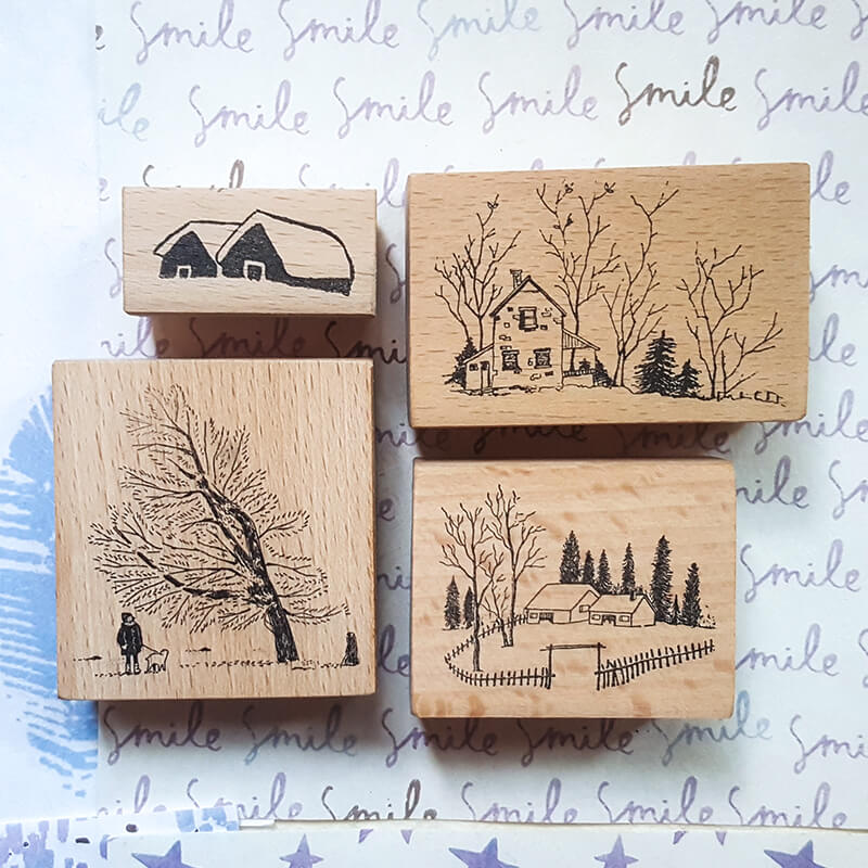 Outdoor Life Nature Autumn Camping Scrapbooking Wooden Stamp