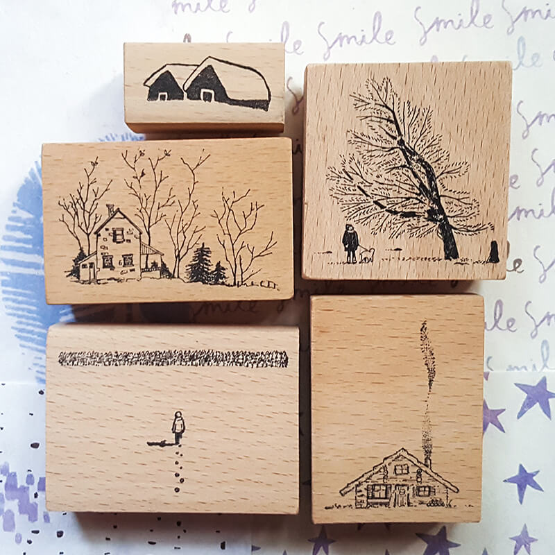 Outdoor Life Nature Autumn Camping Scrapbooking Wooden Stamp