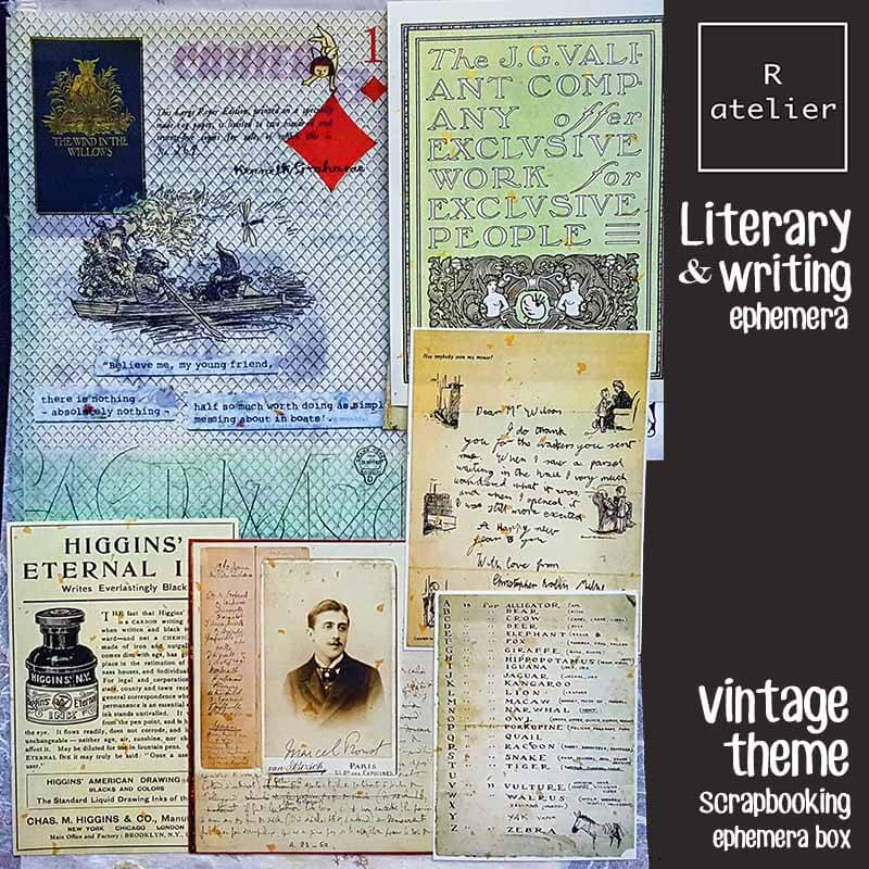 Literary & Writing Shakespeare Proust Ephemera Junk Journaling Scrapbooking Box