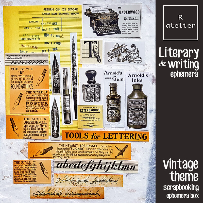 Literary & Writing Shakespeare Proust Ephemera Junk Journaling Scrapbooking Box