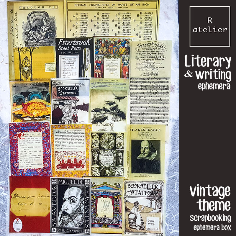 Literary & Writing Shakespeare Proust Ephemera Junk Journaling Scrapbooking Box